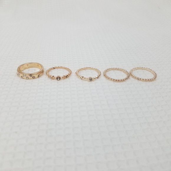 Rose GOLD Stacking Crystal Ring Boho Set - Picture 4 of 8